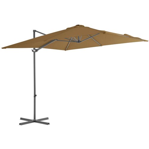 VidaXL konzolni suncobran s čeličnom &amp;scaron;ipkom bež 250 x 250 cm Slike
