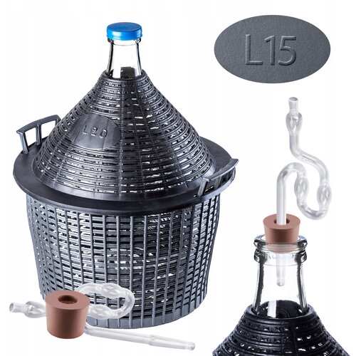 KADAX Carboy 15L za vino v košari, plutovinasta tuba, galonski set za vino, 3-delni, (5000355018) Cene