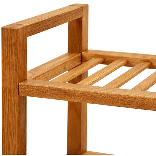  Stalak za cipele s 2 police 100x27x40 cm od masivne hrastovine Slike