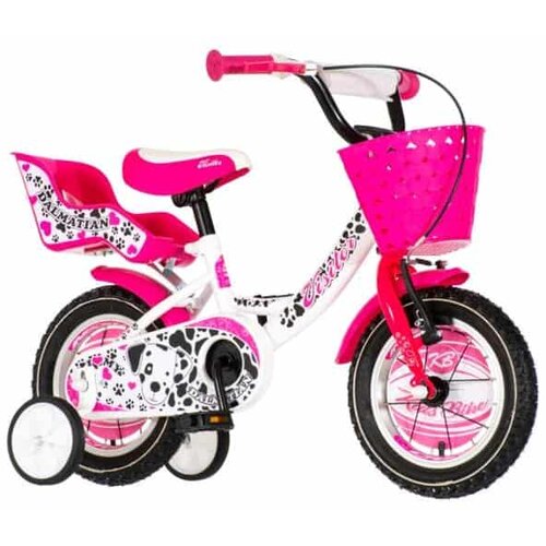  Bicikl Visitor 12" Dalmatian V-Brake kontra 95-115cm- Belo-Roze (1120062) Cene