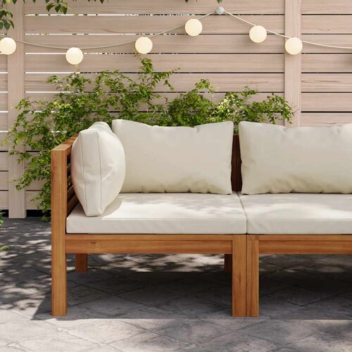  Modularna kutna sofa s krem bijelim jastucima bagremovo drvo Cijene