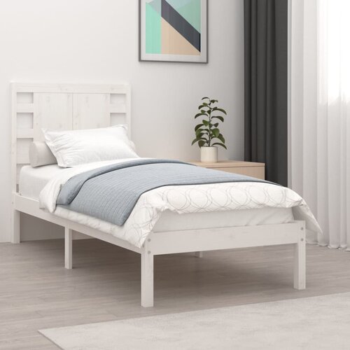 VidaXL Posteljni okvir bel iz trdnega lesa 75x190 cm 2FT6 Slike