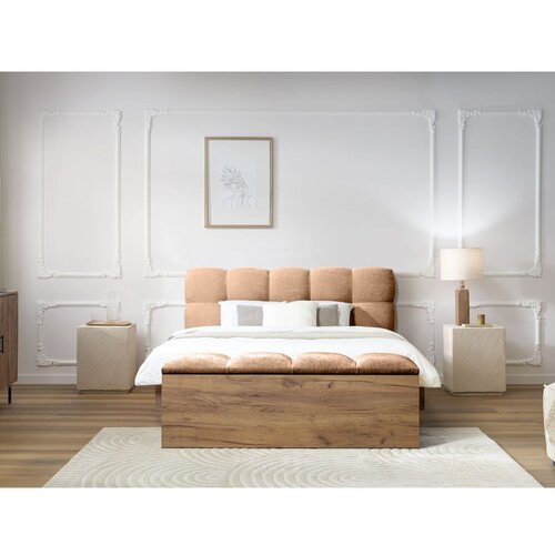 Bobochic Paris Svetlo rožnata oblazinjena zakonska postelja z letvenim dnom 160x200 cm Kumo &amp;ndash; Slike