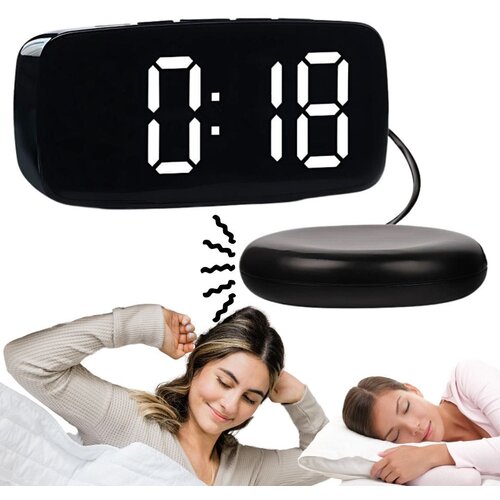  LCD budilka z vibracijsko plo&amp;scaron;čo za vzglavnik črna Slike