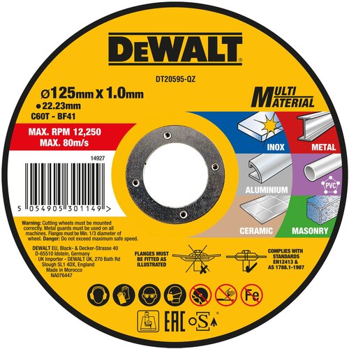 Dewalt PLO&Scaron;ČA REZALNA MULTIMATERIAL 125 x1x 22,23MM, (5000089732) Cene