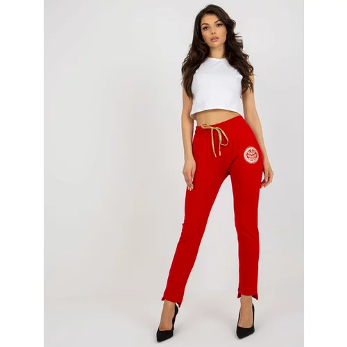 Fashion Hunters Red women's sweatpants with print
