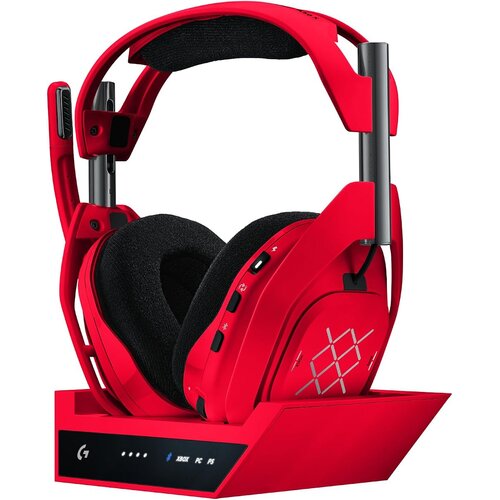 Logitech G Astro A50 X Lightspeed brezžične slu&amp;scaron;alke z bazno postajo rdeče barve za PC &amp;amp; igralne konzole Slike