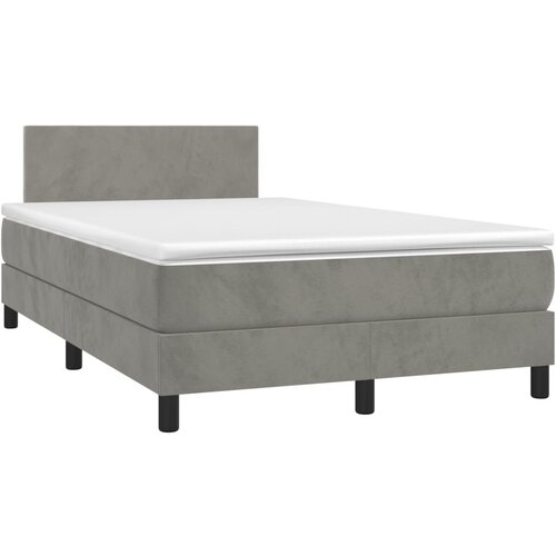 vidaXL Box spring postelja z vzmetnico svetlo siva 120x190 cm žamet, (21111723) Cene