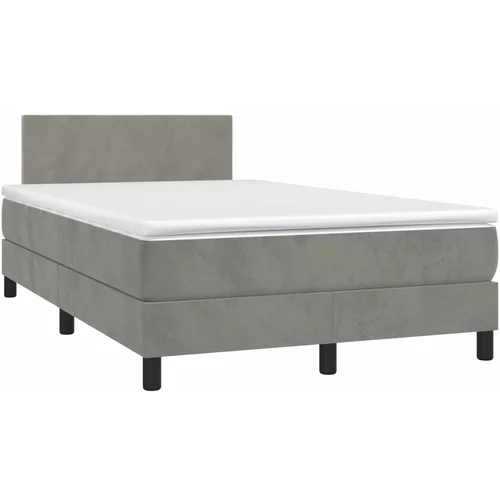 vidaXL Box spring postelja z vzmetnico svetlo siva 120x190 cm žamet, (21111723)