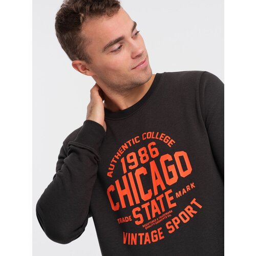 Ombre Men's collegiate print sweatshirt - dark brown Cene
