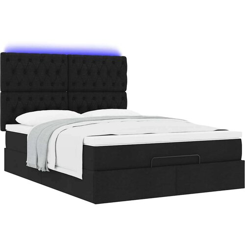 VidaXL otomanski krevet s madracem i led crni 140x190 cm tkanine Slike