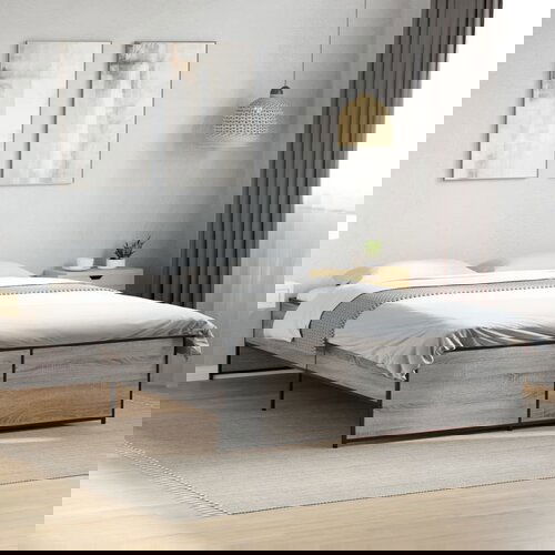  The Living Store Posteljni okvir siva sonoma 160x200 cm inž. les in kovina - Posteljni Okvir, (21528936) Cene