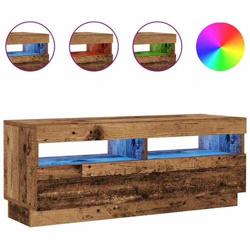 Maison Chic TV omarica - TV stojalo - Televizijska omarica z LED starinski les 100x35x40 cm inženirski les, (21699535) Slike