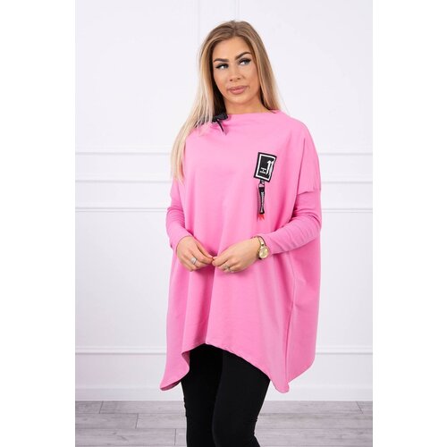 Kesi Oversized sweatshirt with asymmetrical sides in light pink color Cene