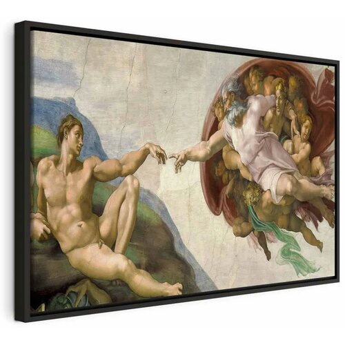  Slika - Michelangelo – The Creation of Adam II 60x40 U crnom drvenom okviru Cene