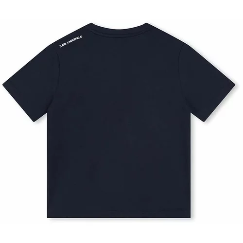 Karl Lagerfeld Otroška bombažna kratka majica mornarsko modra barva