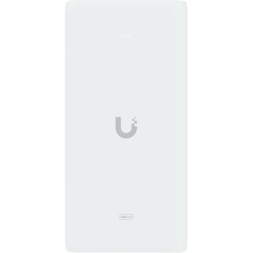 Unknown Ubiquiti UniFi 10G PoE+++ Adapter (90W), can power UniFi PoE+++ devices, reduce dependency on PoE switch power, and provide a Multi-Gigabit LAN connection, Contains RJ45 data input, AC cable with earth ground, and PoE+++ output Cene