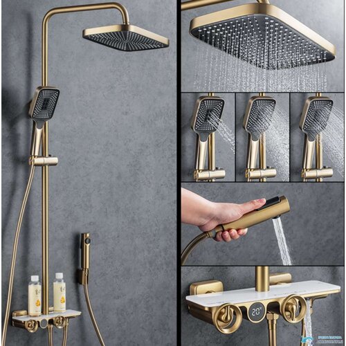  luksuzni nadzidni termostatski tu&amp;scaron; sustav u različitim bojama | Tu&amp;scaron; ELITE EDITION ELT1104 - Premium linija - Zlato - bjela Slike