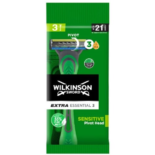 Wilkinson Britvica EXTRA 3 ESSENTIALS SENSITIVE BRIJAČI U VREĆICI 3/1 Slike
