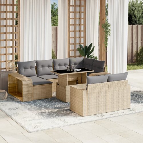 VidaXL 11-dijelni set vrtnih sofa od poliratana s jastucima bež Slike