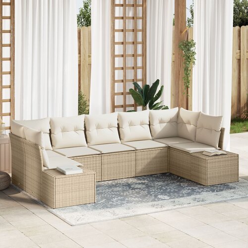 VidaXL 7-delni vrtn sofa set z blazinami Bež Poli Ratan Slike