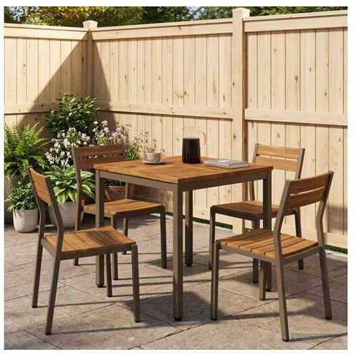 vidaXL Stol za večeru u vrtu Prirodna i kava 60 x 60 5 x 75 cm - Prirodno  kava 60 x 60 5 x 75 cm Cijene