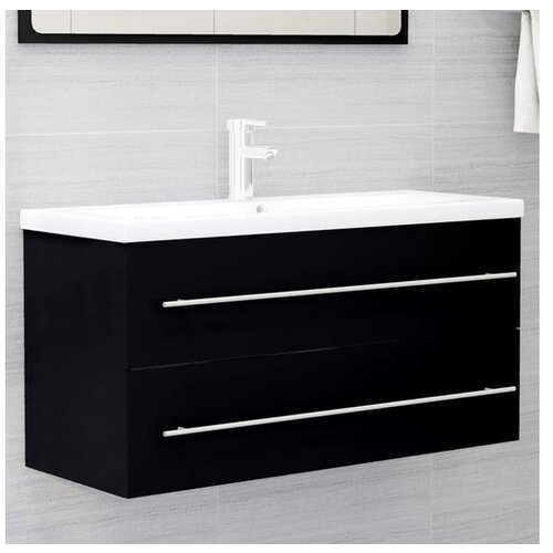 VidaXL Ormarić za umivaonik crni 100 x 38 5 x 48 cm konstruirano drvo Slike