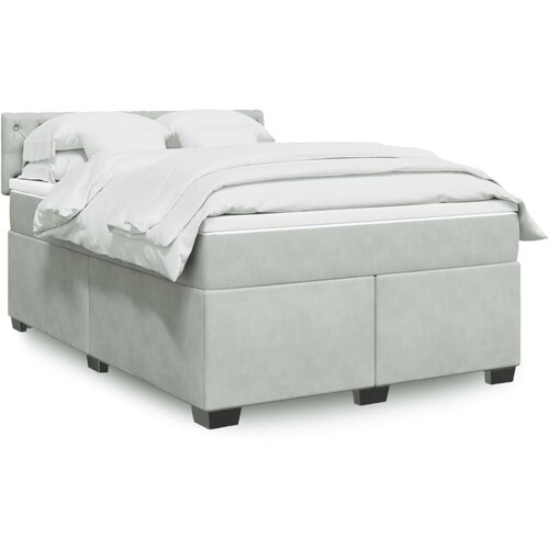 vidaXL Box spring postelja z vzmetnico svetlo siv 140x190 cm žamet Cene