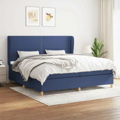  Box spring postelja z vzmetnico modra 200x200 cm blago, (20999367)