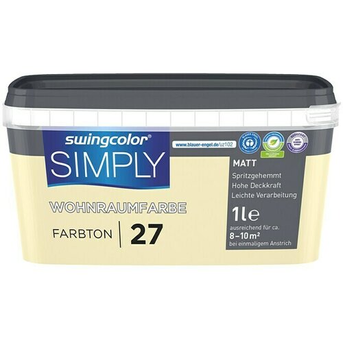 SWINGCOLOR Boja za zid Simply (Svijetlo žuta - br. 27, Mat, 1 l) Slike