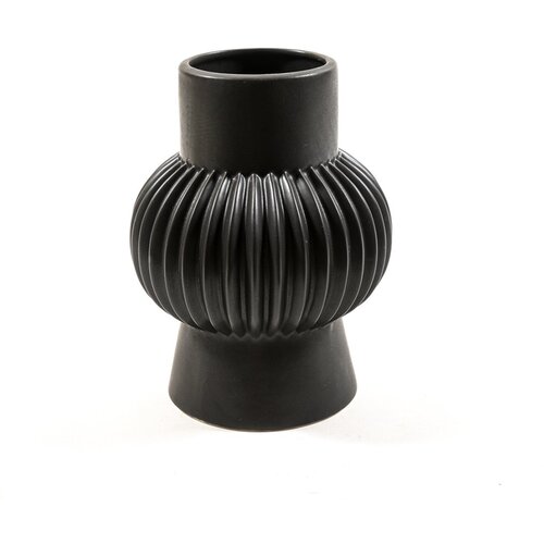Mhome Rebrasta vaza 14,6x18,8cm / črna / keramika, (21317632) Cene