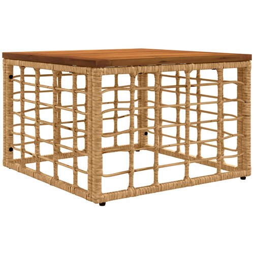 vidaXL Stol za vrt Prirodna 55 x 55 x 37 cm PE Rattan i Staklo - Prirodna Drvo i debeli okrugli ratana Cijene