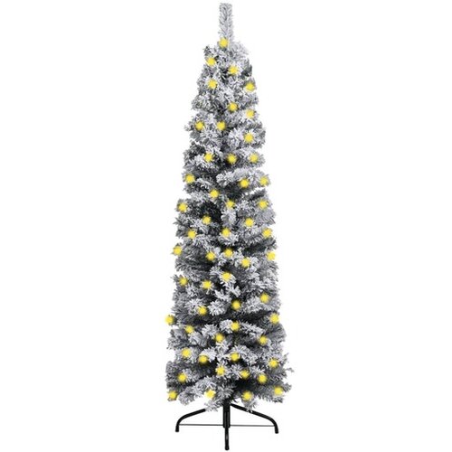  Ozka novoletna jelka z LED lučkami in snegom zelena 180 cm PVC Slike