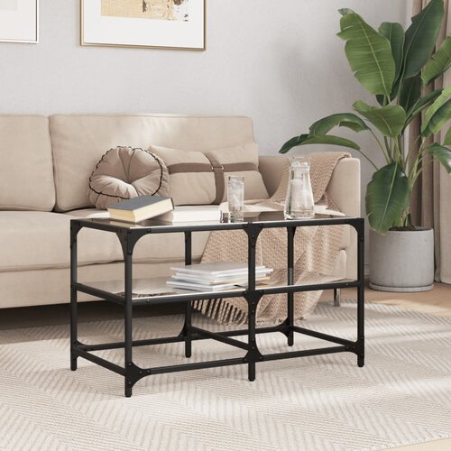  Stolić za kavu s crnom staklenom povr&scaron;inom 78,5x40x45 cm čelik Cijene