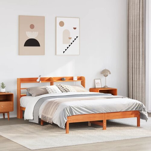 VidaXL Postelja brez vzmetnice vo&amp;scaron;čeno rjava 140x200 cm trdna borovina Slike