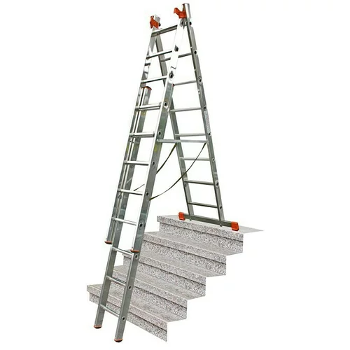 Krause Monto Višenamjenske ljestve na izvlačenje (Funkcija stepenica, Radna visina: 6,05 m, 3 x 8 prečki, Aluminij)