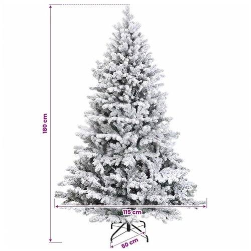  Umjetno božićno drvce s nogom 180 cm PVC i metal - Zelena i bijela 180 cm bez LED svjetala Slike