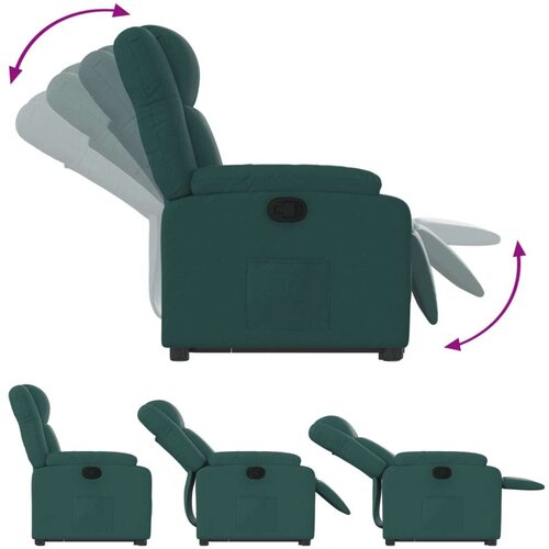  Naslonjač na podizanje od tkanine tamnozeleni Slike