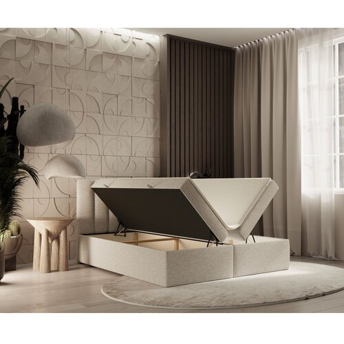 Maison de R&amp;ecirc;ve Bež boxspring postelja s prostorom za shranjevanje 140x200 cm Novento &amp;ndash; Slike