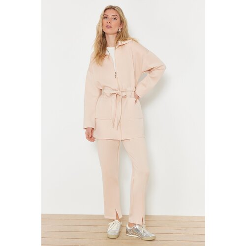 Trendyol Stone Diver/Scuba Tie Detailed Knitted Top and Bottom Set Slike