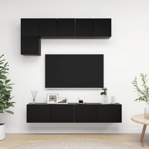 The Living Store Komplet TV omaric 5-delni črna inženirski les - Komplet TV Omaric, (21374195) Slike