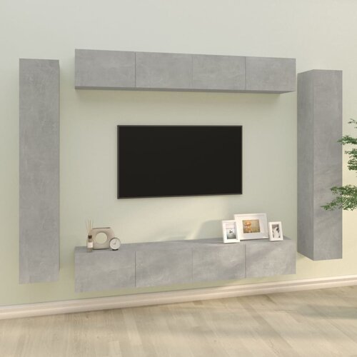 The Living Store Komplet TV omaric 8-delni betonsko siv konstruiran les - Komplet TV Omaric, (21624923) Cene
