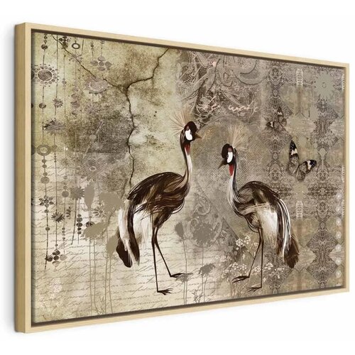  Slika - Retro Cranes (1 Part) Wide 90x60 U prirodnom drvenom okviru Cene