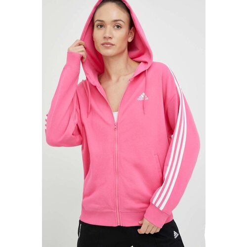 Adidas Pamučna dukserica za žene, boja: ružičasta, s kapuljačom, s aplikacijom Slike