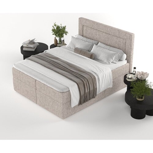 Maison de R&amp;ecirc;ve Svetlo rjava boxspring postelja s prostorom za shranjevanje 200x200 cm Imagine &amp;ndash; Slike