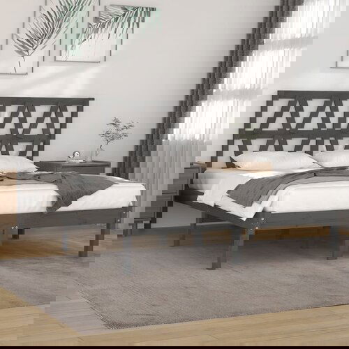 The Living Store Posteljni okvir siv iz trdne borovine 200x200 cm - Posteljni Okvir, (21523797) Slike