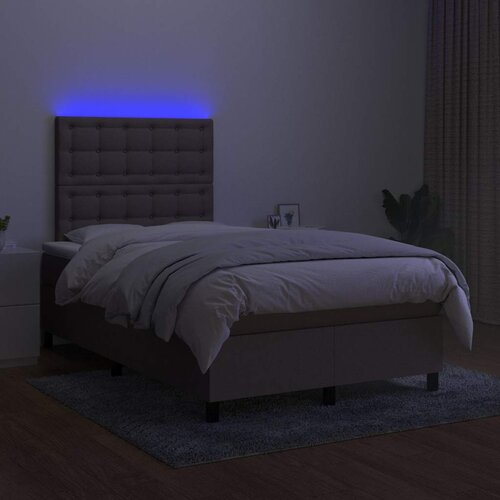  box spring s madracem LED smeđesivi 120 x 200 cm tkanina Slike
