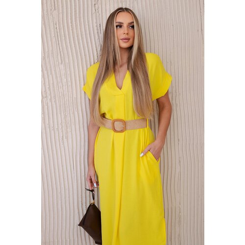 Kesi Włoski Dress with a decorative belt yellow Cijene