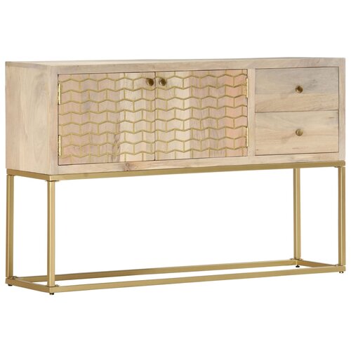 VidaXL komoda zlata 120x30x75 cm trden mangov les Slike