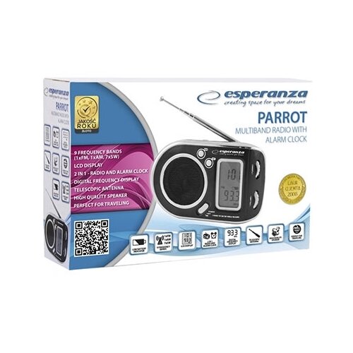 Digitalni radio + alarm + sat ESPERANZA PARROT BLACK, LCD Display, na baterije, ERB101K Cijene